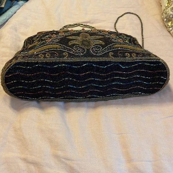 Black and Brown bag with glass iridescent beads. - Picture 7 of 10